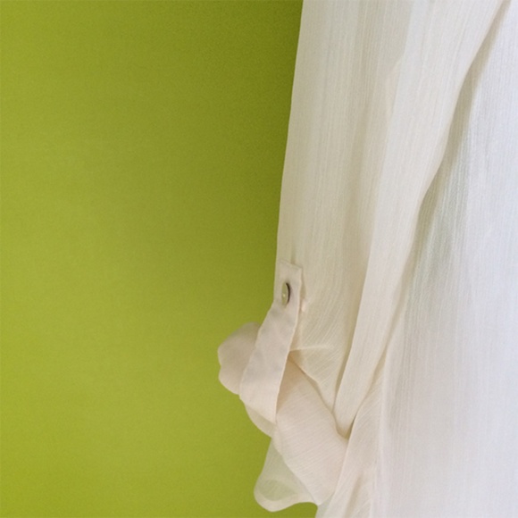 Living Doll Sheer Ivory Women Polo Top M - Picture 4 of 8